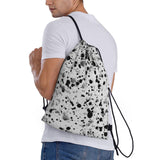 AWUCDIMFWX Drawstring Backpack Gym Bag Black White Speck Backpack Cinch Tote Drawstring Bags for Sports String Bag