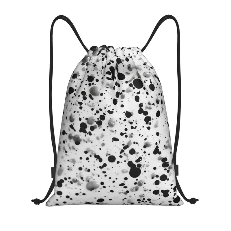 AWUCDIMFWX Drawstring Backpack Gym Bag Black White Speck Backpack Cinch Tote Drawstring Bags for Sports String Bag