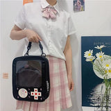 AWXZOM cute Ita Backpack Fashion Gameboy Style itabag 3 way bag Kawaii Backpack pin display backpack ita bag backpack cute backpack
