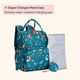 BabbleRoo Diaper Bag Backpack - Baby Essentials Travel Tote - Multi Function Water Resistant Diaper Bag, Travel Essentials Baby Bag with Changing Pad, Stroller Straps & Pacifier Case - Unisex, Dino