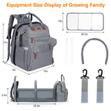 Baby Diaper Bag, Backpack with Changing Table, Unisex Baby Bag, with Diaper Pad, USB Charging Port, Insulated Pacifier Case, Multifunctional Waterproof Travel Diaper Bag, Gift for Newborn Baby (Grey)