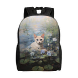 Backpack 16 Inch Laptop Backpack Travel Hiking Daypack Cat Water Lilies Bloom Multipurpose Bookbag for Men Women Unisex