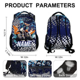 Backpack for Boys, Cool Dirt Bike Schoolbag, Personalized Cars Backpacks for Preschool Elementary Toddler, 17" Blue Large Capacity Bookbag for Vacation Travel School, Back to School Supplies