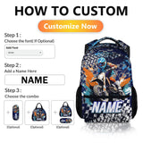 Backpack for Boys, Cool Dirt Bike Schoolbag, Personalized Cars Backpacks for Preschool Elementary Toddler, 17" Blue Large Capacity Bookbag for Vacation Travel School, Back to School Supplies
