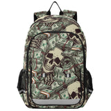 Backpack for Boys Girls, Vintage Money Skull Skeleton Backpack Students Bookbag Daypack for School Primary Teens