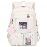Backpack for Girls with Accessories Laptop Bookbags 16 Inch Kawaii Kids Elementary Middle High School Bag College Travel Daypack Gifts for Teens Women Students (Off - white)