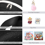 Backpack for Girls with Accessories Laptop Bookbags 16 Inch Kawaii Kids Elementary Middle High School Bag College Travel Daypack Gifts for Teens Women Students (Black)
