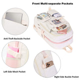 Backpack for Girls with Accessories Laptop Bookbags 16 Inch Kawaii Kids Elementary Middle High School Bag College Travel Daypack Gifts for Teens Women Students (Off - white)