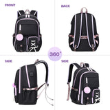 Backpack for Girls Women College Laptop Backpacks Girl Cute School Bag Set with Lunch Box Kids Bookbag with USB Charging Port College Middle High School Backpack for Teen Girls Travel Daypack (Black)