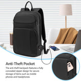 Backpack for Men Slim & Expandable Travel Laptop Backpack with USB Charging Port Water Resistant Anti - Theft Business Backpack Fits 15.6In Laptop for Commute Work College with Small Bag(Business Black)