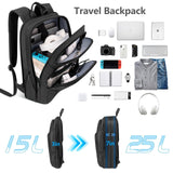 Backpack for Men Slim & Expandable Travel Laptop Backpack with USB Charging Port Water Resistant Anti - Theft Business Backpack Fits 15.6In Laptop for Commute Work College with Small Bag(Business Black)
