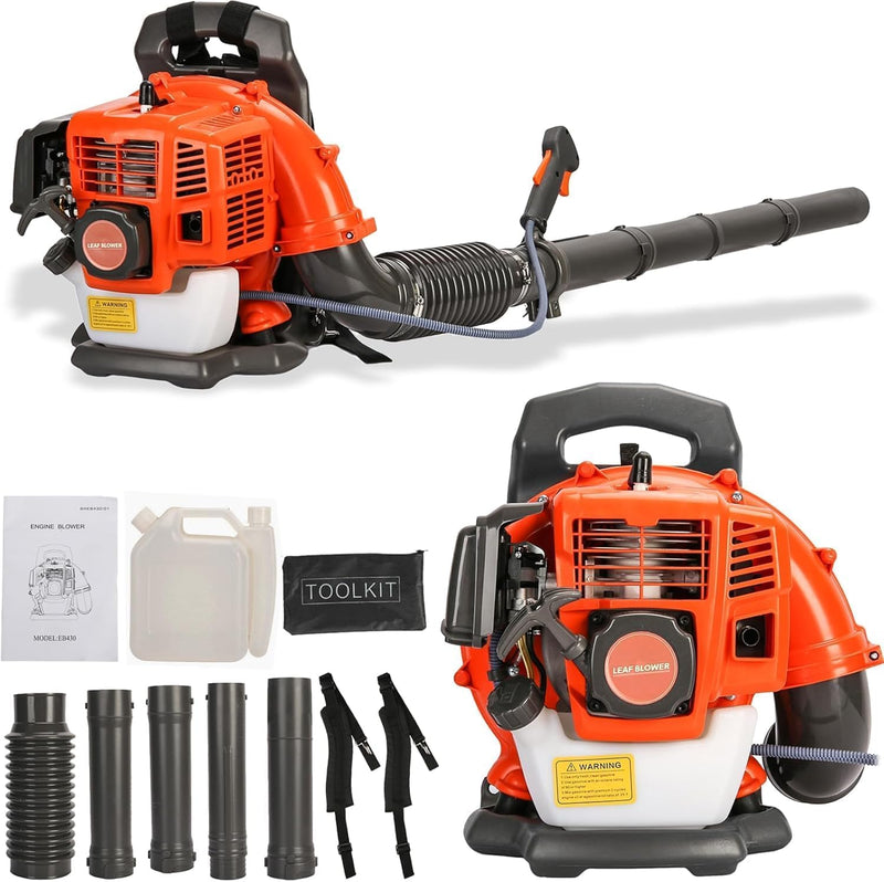 Backpack Gas Powered Leaf Blower, 52CC 550CFM 3HP 2 Stroke Grass Lawn Blower Air Cooling Gasoline Backpack Grass Blower with Air - Cooled, Snow Blower for Outdoor