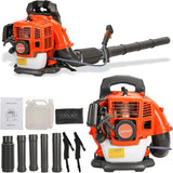Backpack Gas Powered Leaf Blower, 52CC 550CFM 3HP 2 Stroke Grass Lawn Blower Air Cooling Gasoline Backpack Grass Blower with Air-Cooled, Snow Blower for Outdoor