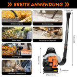 Backpack Leaf Blower 63CC 2 Stroke Backpack Gas Powered Leaf Blower with 1.8L Fuel Tank, Grass Lawn Blower Air Cooling Gasoline Grass Blower for Leaf, Sand, Gravel, Snow, Yard and Driveway