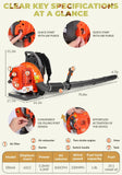 Backpack Leaf Blower Gas Powered - 65CC 2 - Stroke Engine, 850 CFM 230 MPH Commercial Grade Yard Blower for Heavy Duty Lawn Care, Wet Leaf & Debris Removal - Lightweight 17.5 LB (GT3676)