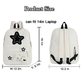 Backpack Trendy Y2K Stars Cute Aesthetic Backpack College Laptop Backpack Casual Travel Daypack for Teens (White)
