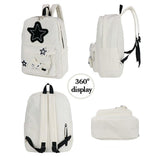 Backpack Trendy Y2K Stars Cute Aesthetic Backpack College Laptop Backpack Casual Travel Daypack for Teens (White)
