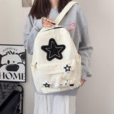 Backpack Trendy Y2K Stars Cute Aesthetic Backpack College Laptop Backpack Casual Travel Daypack for Teens (White)