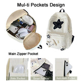 Backpack Trendy Y2K Stars Cute Aesthetic Backpack College Laptop Backpack Casual Travel Daypack for Teens (White)
