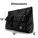 Badgley Mischka Diana Quilted Vegan Leather Weekender Duffel Bag | Black