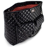 Badgley Mischka Diana Quilted Vegan Leather Weekender Duffel Bag | Black