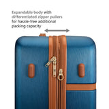 Badgley Mischka Grace 3 Piece Polycarbonate - ABS Expandable Retro Luggage Set (Navy)