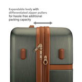 Badgley Mischka Grace 3 Piece Polycarbonate - ABS Expandable Retro Luggage Set (Olive Green)