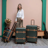 Badgley Mischka Grace 3 Piece Polycarbonate - ABS Expandable Retro Luggage Set (Olive Green)