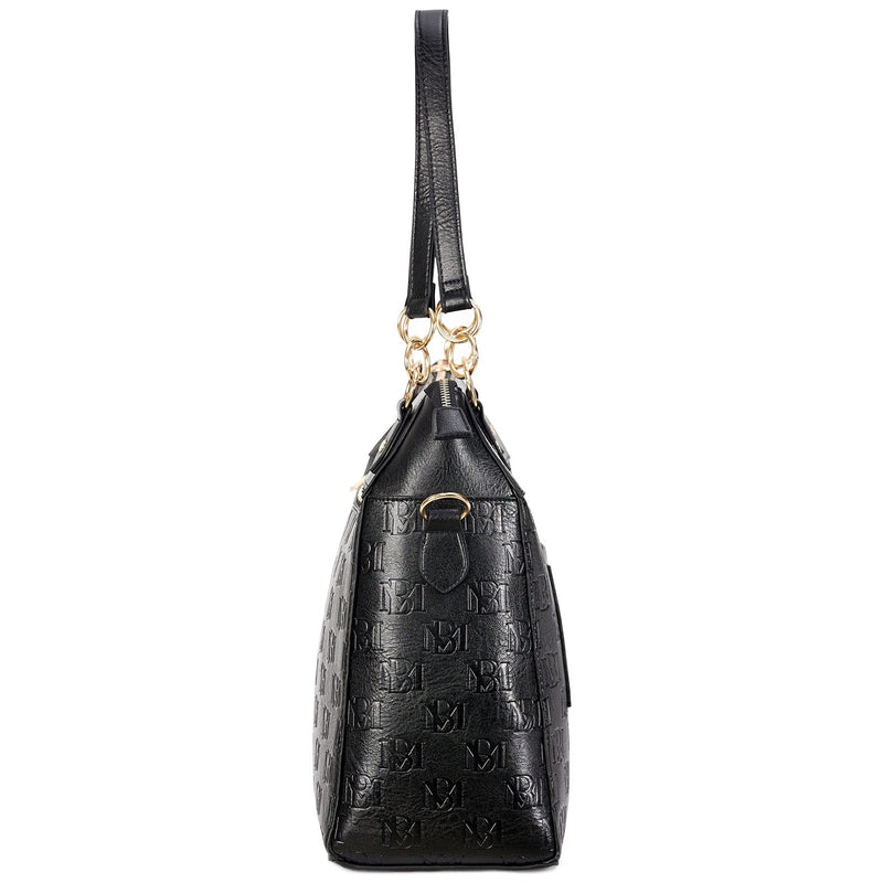 Badgley Mischka Madalyn Vegan Leather Travel Weekender Duffel Bag (Black)