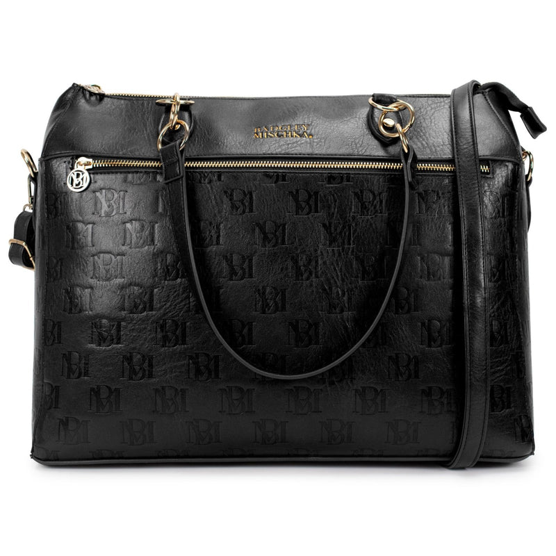 Badgley Mischka Madalyn Vegan Leather Travel Weekender Duffel Bag (Black)
