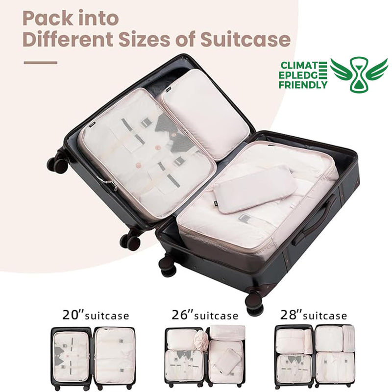 BAGAIL 10 Set Packing Cubes Various Sizes Packing Organizer for Travel Accessories Luggage Carry On Suitcase - Cream