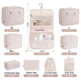 BAGAIL 10 Set Packing Cubes Various Sizes Packing Organizer for Travel Accessories Luggage Carry On Suitcase - Cream