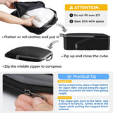 BAGAIL 4 Set/6 Set/8 Set Compression Packing Cubes Travel Accessories Expandable Packing Organizers (Cloth Pattern, 4 - Black)