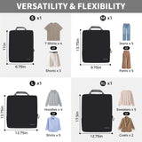 BAGAIL 4 Set/6 Set/8 Set Compression Packing Cubes Travel Accessories Expandable Packing Organizers (Cloth Pattern, 4 - Black)