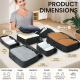 BAGAIL 4 Set/6 Set/8 Set Compression Packing Cubes Travel Accessories Expandable Packing Organizers (Half Mesh, 6 - Black)