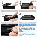 BAGAIL 4 Set/6 Set/8 Set Compression Packing Cubes Travel Accessories Expandable Packing Organizers (Half Mesh, 6 - Black)