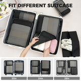 BAGAIL 4 Set/6 Set/8 Set Compression Packing Cubes Travel Accessories Expandable Packing Organizers (Half Mesh, 6 - Black)