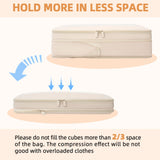 BAGAIL 4 Set/6 Set/8 Set Compression Packing Cubes Travel Accessories Expandable Packing Organizers (Square Mesh, 06 - Beige)
