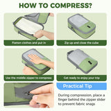 BAGAIL 6 Set Lightweight Compression Packing Cubes with Packing List, Anti - Tearing Expandable Organizer Bags for Travel, Matcha Green