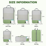 BAGAIL 6 Set Lightweight Compression Packing Cubes with Packing List, Anti - Tearing Expandable Organizer Bags for Travel, Matcha Green