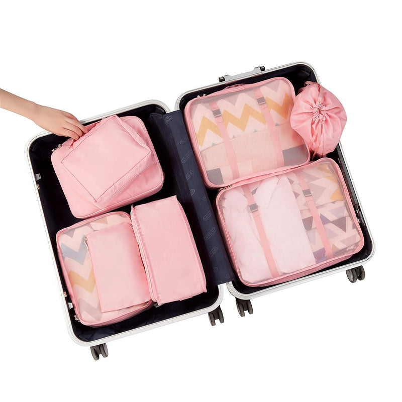 BAGAIL 8 Set Packing Cubes Luggage Packing Organizers for Travel Accessories - Blush Pink