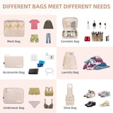 BAGAIL 8 Set Packing Cubes Luggage Packing Organizers for Travel Accessories - Cream