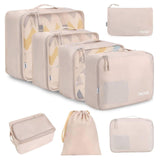 BAGAIL 8 Set Packing Cubes Luggage Packing Organizers for Travel Accessories - Cream