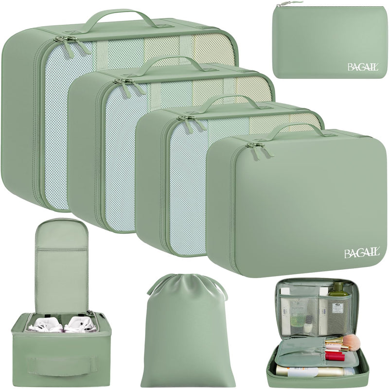 BAGAIL 8 Set Packing Cubes Luggage Packing Organizers for Travel Accessories - Matcha Green