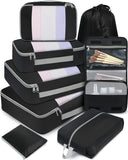 BAGAIL 8 Set Packing Cubes Various Sizes Packing Organizer for Travel Accessories Luggage Carry On Suitcase - Black