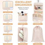 BAGAIL 9 Set Packing Cubes with Packing List Luggage Packing Organizers for Travel Accessories (Cream)