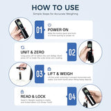 BAGAIL Digital Luggage Scale, 110lbs Hanging Baggage Scale with Large LCD Display,Portable Suitcase Weighing Scale,Travel Luggage Weight Scale with Hook,Strong Straps for Travelers(Pure Black)