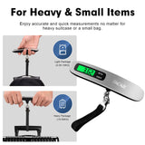 BAGAIL Digital Luggage Scale,110lbs Hanging Baggage Scale with Backlit LCD Display,Portable Suitcase Weighing Scale,Travel Luggage Weight Scale with Hook,Strong Straps for Travelers(Silver)