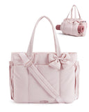 BAGAMSRT Crush Bow Tote Bag for Women, Large Work Tote with 40oz Tumbler, Puffer Travel Tote Bag for Work, Yoga, Gym
