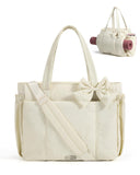 BAGAMSRT Crush Bow Tote Bag for Women, Large Work Tote with 40oz Tumbler, Puffer Travel Tote Bag for Work, Yoga, Gym